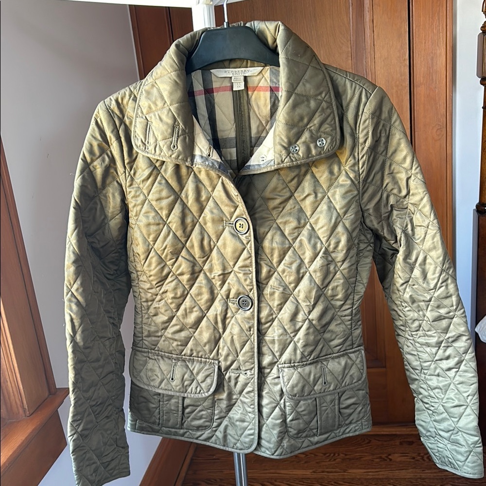 Burberry Green Utility Jacket Quilted Zip-Up